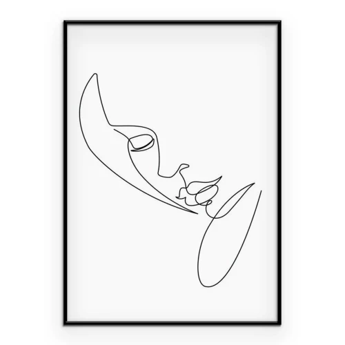Poster  Visage de femme minimaliste sur fond blanc