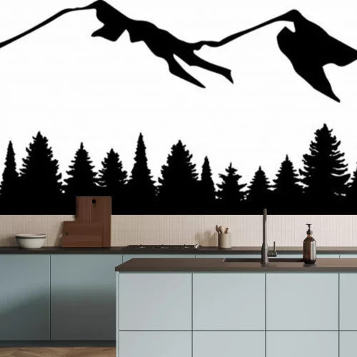 Sticker  Graphismes minimalistes avec montagnes et forêt