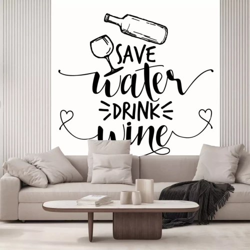 Sticker  Économisez de l’eau, buvez du vin - Citation drôle ivre en vecteur isolé eps 10.