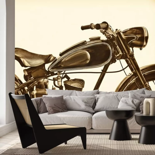 Papier peint  Image sépia d'une moto vintage