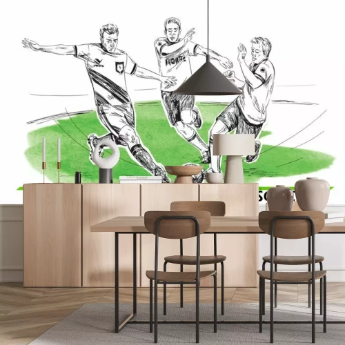 Sticker  Soccer, illustration de joueurs de football. Image vectorielle isolée sur blanc