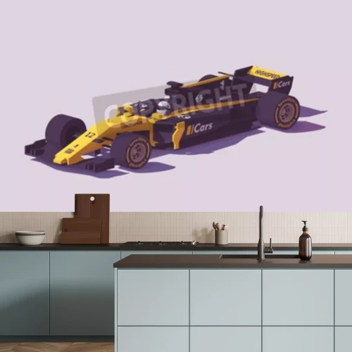 Sticker  Illustration de voiture de course vecteur low poly.