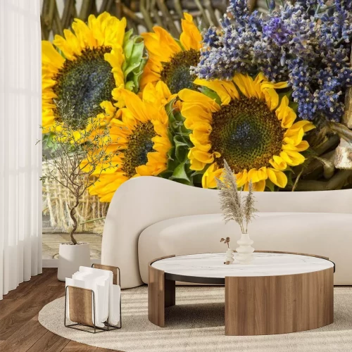 Papier peint  Composition tournesols et lavande