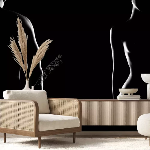 Papier peint  Couple. Silhouettes de nu féminin et masculin