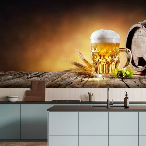 Papier peint  Bière en verre et en fût