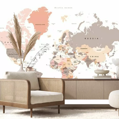 Papier peint  Carte du monde sur fond blanc