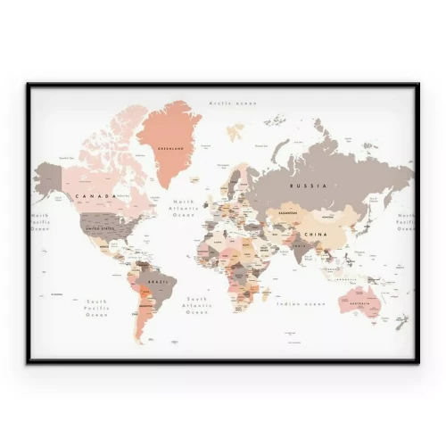 Poster  Carte du monde sur fond blanc