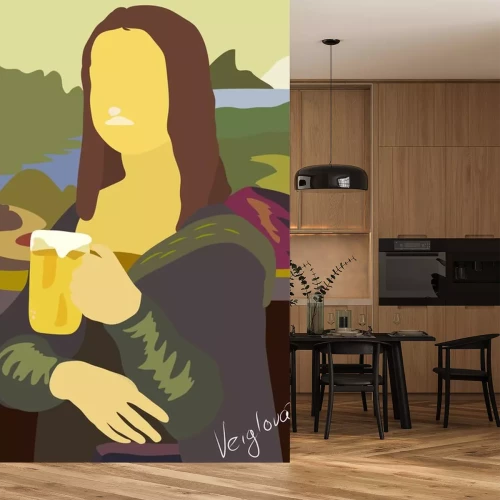 Sticker  Mona Lisa avec de la bière