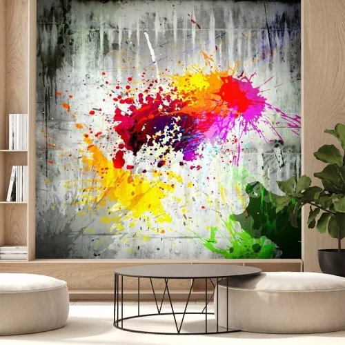 Papier peint  Des taches de couleur sur un mur