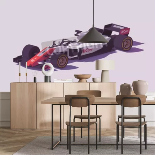 Sticker  Voiture de course de vecteur formule low poly en livrée blanche et rouge