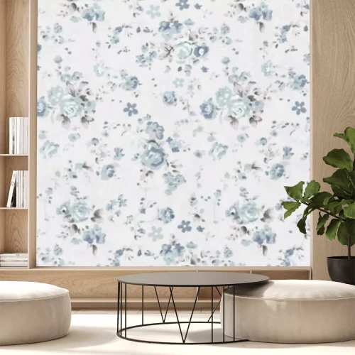 Papier peint  Motif subtil avec des fleurs bleues