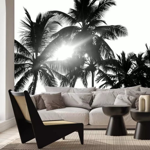 Sticker  Palmiers noirs sur fond blanc