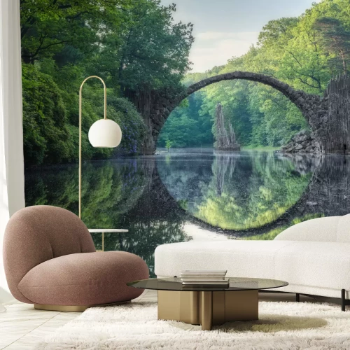 Papier peint  Paysage avec une rivière parmi la verdure