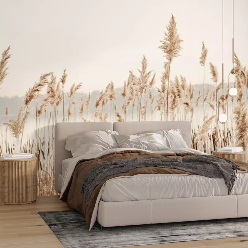 Papier peint  Lac avec Roseaux Paysage Naturel