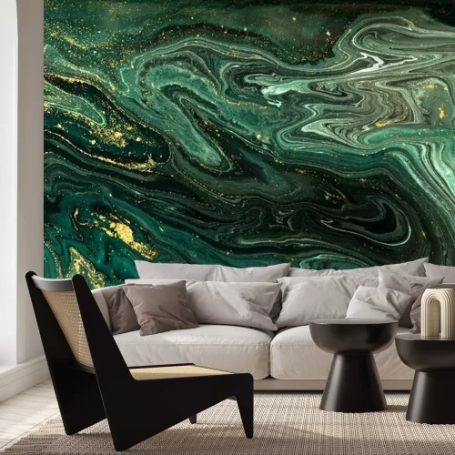 Papier peint  Des vagues de marbre vert