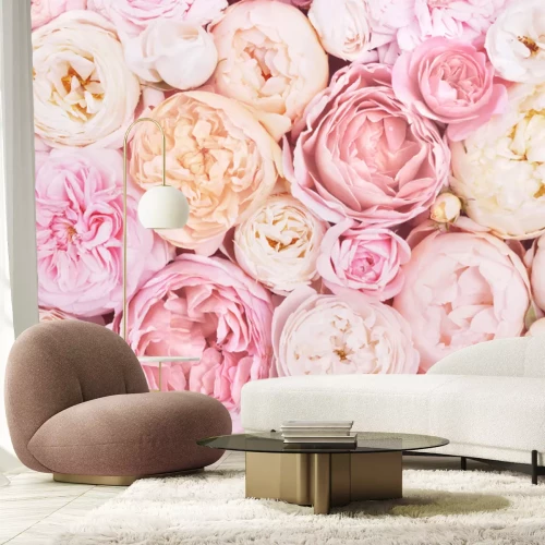 Papier peint  Fond romantique de fleurs roses