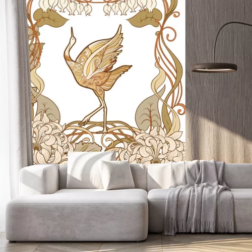 Sticker  Oiseau grue art nouveau