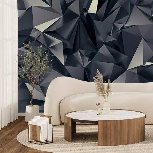 Papier peint  Des formes géométriques métalliques créent un motif 3D