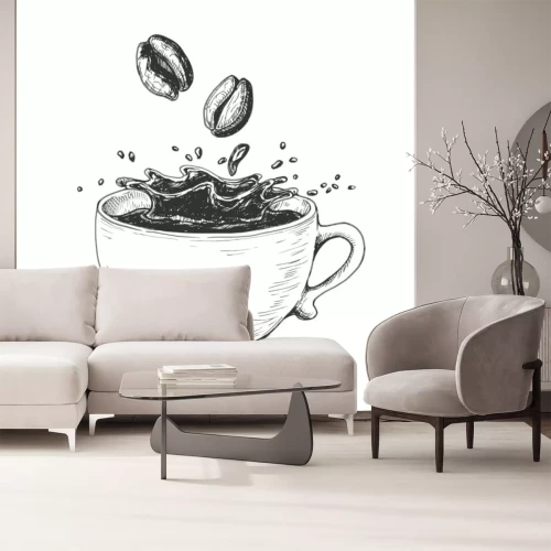 Sticker  Grains de café tombant dans une tasse graphiques