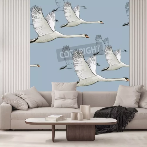 Papier peint  Animaux au vol dans le ciel bleu