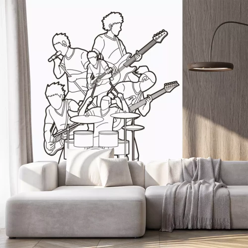 Sticker  Musicien jouant de la musique ensemble, vecteur graphique de groupe de musique