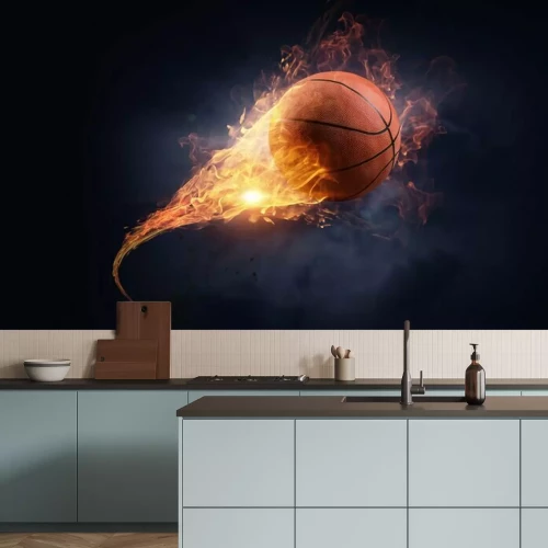 Papier peint  Ballon de basket en flammes