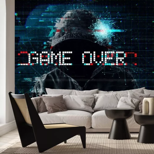 Papier peint  Silhouette encapuchonnée avec l'inscription GAME OVER