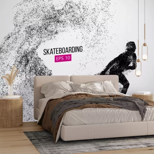 Sticker  Skateboard et silhouette en mouvement