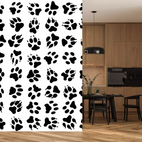 Papier peint  Pattes de chats noir et blanc