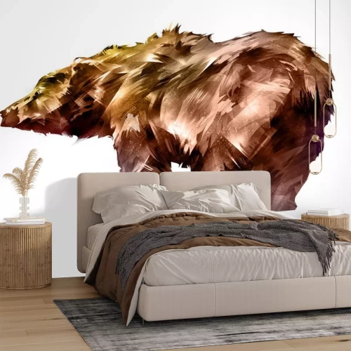 Sticker  animal ours peint de couleur sur fond blanc