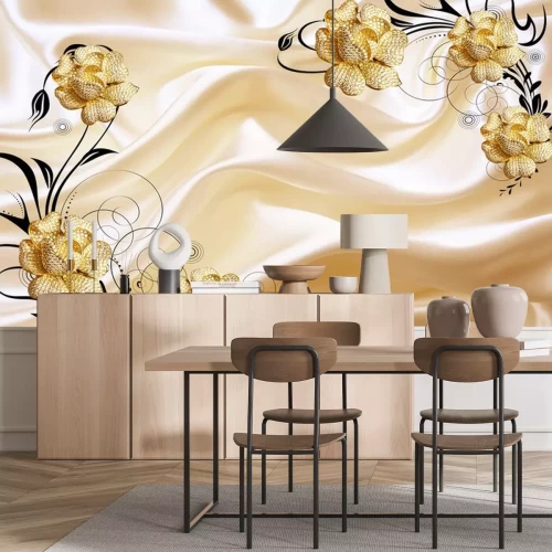 Sticker  fleurs 3d aux couleurs crème chaudes