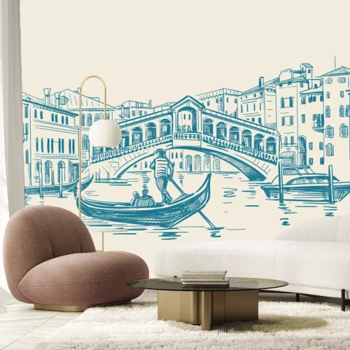 Papier peint  Dessin artistique de l'architecture vénitienne et des canaux