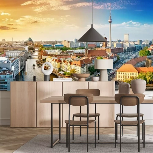 Papier peint  Panorama de la ville au coucher du soleil