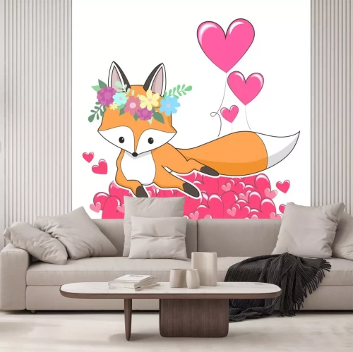 Sticker  Illustration de dessin animé dessiné à la main de renard roux vecteur