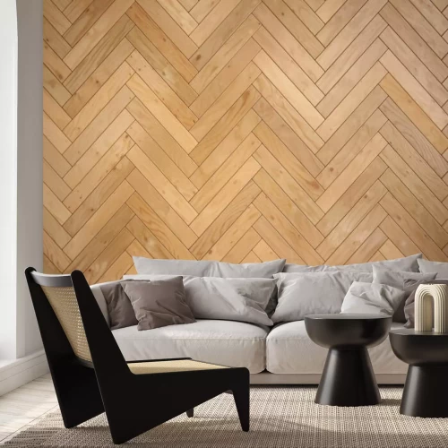 Papier peint  Parquet en bois motif chevron
