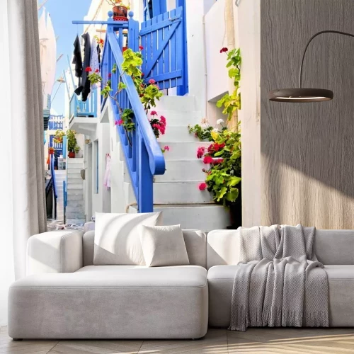Papier peint  Maisons blanches et bleues en Grèce