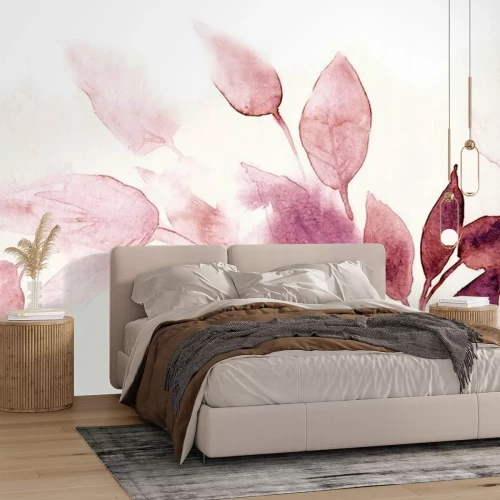 Papier peint  Plantes roses aquarelles