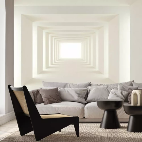 Papier peint  Tunnel blanc avec des rayons de lumière