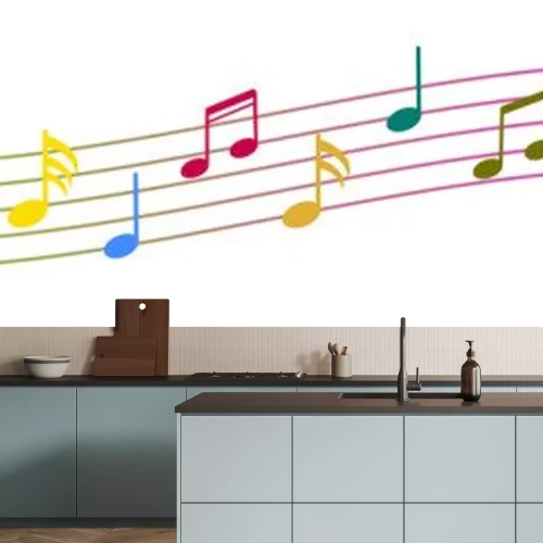 Sticker  Fond de notes de musique colorée, notes de musique - stock vector