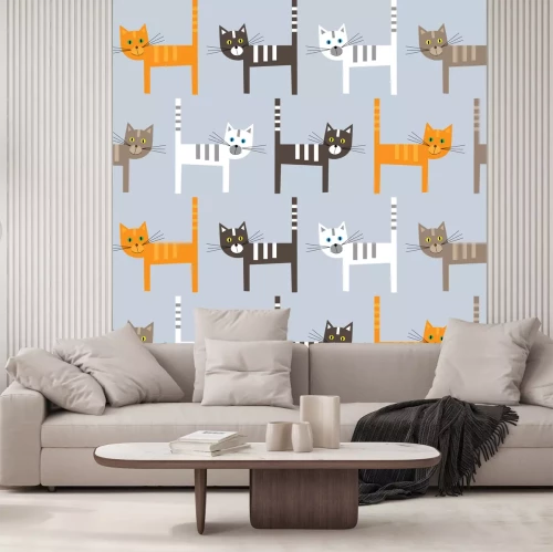 Papier peint  Pour enfants et chats colorés