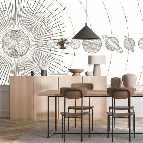 Papier peint  Système de planètes orbitales. Systèmes solaires astronomiques, solars planet o