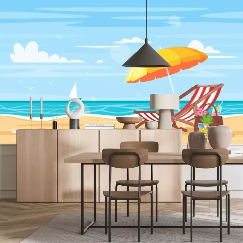 Sticker  bord de mer d'île tropicale