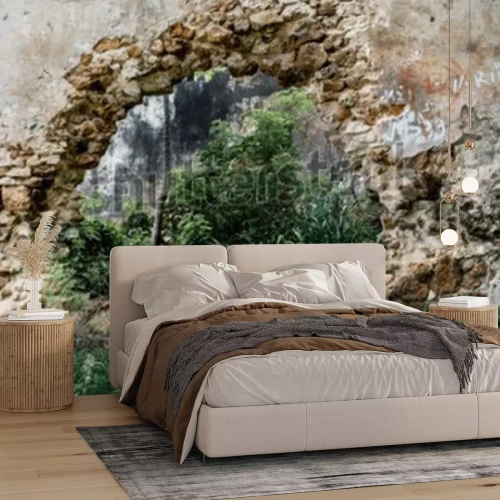 Papier peint  Jungle derrière un trou dans le mur