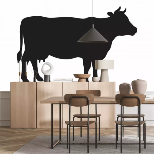 Sticker  Dessin noir et blanc avec un profil de vache