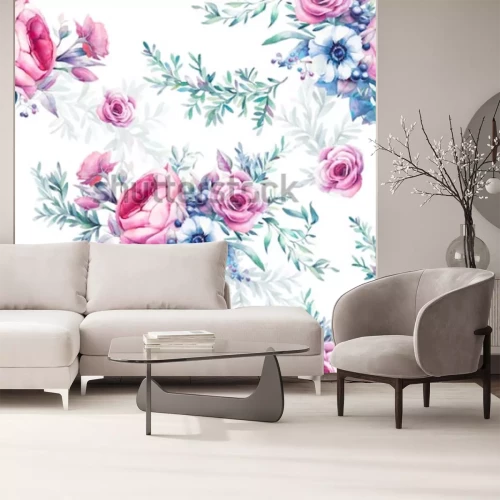 Papier peint  Vintage fleurs pivoines