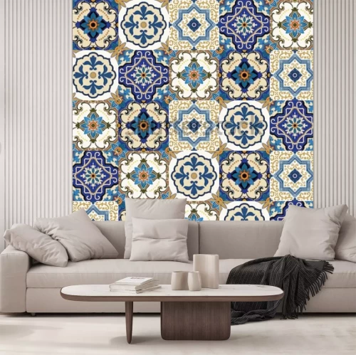 Papier peint  Ornement marocain dans un ton bleu