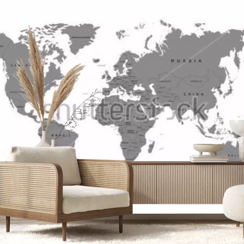 Papier peint  Continents gris sur une carte du monde