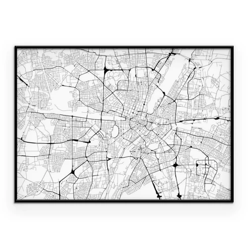 Poster  Plan de Munich avec les routes indiquées