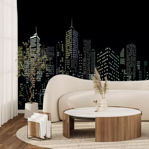 Sticker  fenêtres de couleur de ville de nuit