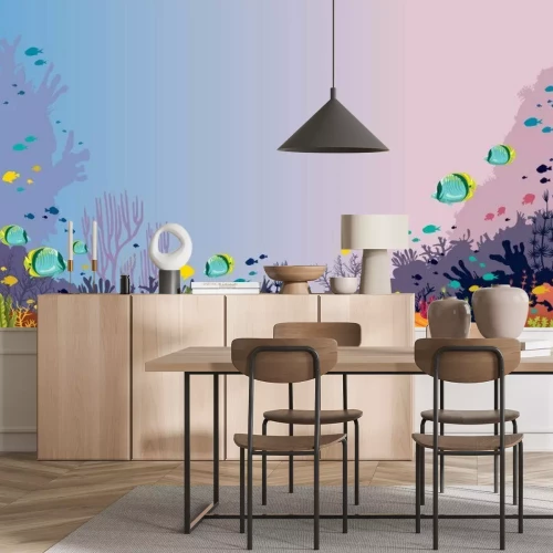 Papier peint  Plancher océanique sous-marin dans un style graphique